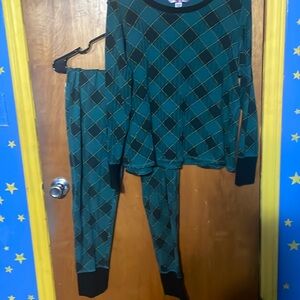 Large Green Plaid Thermal Victoria’s Secret Pajama Set